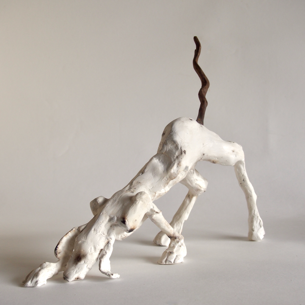 scenthound sculpture plaster and driftwood